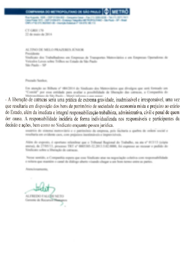 Metrô nega a liberação de catraca para a população